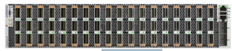 Arista DCS-7280DR3A-54-DC-F server rack with 54 green-lit ports