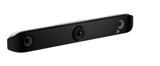 Poly X52 AIO Video Bar black rectangular camera with dual lenses
