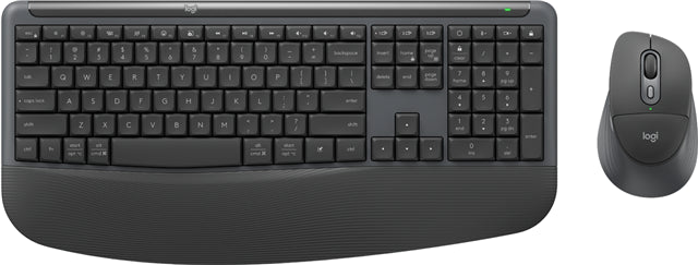 Black logitech 920-014020 wireless keyboard and mouse set with ergonomic design and bluetooth connectivity