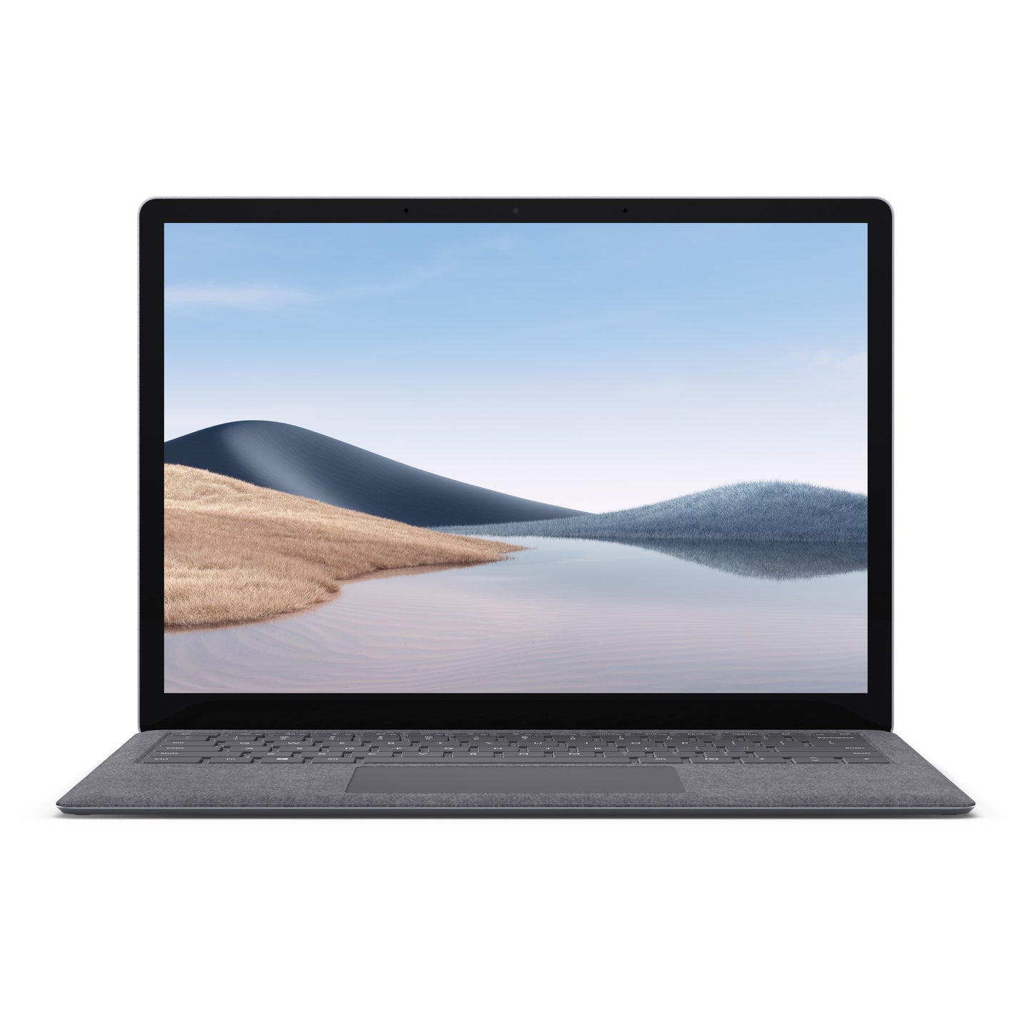 Microsoft Surface Laptop 4 13.5in graphite gray with serene landscape display