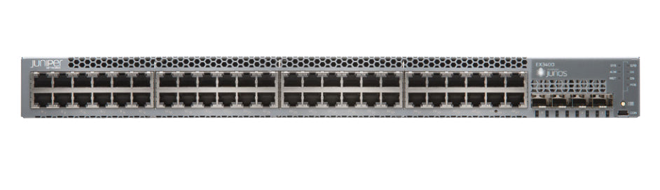 Juniper EX3400-48T-AFI | EX3400 Series 48 x 1GbE Ports, 4x10G SFP+ Uplinks, 1U Switch