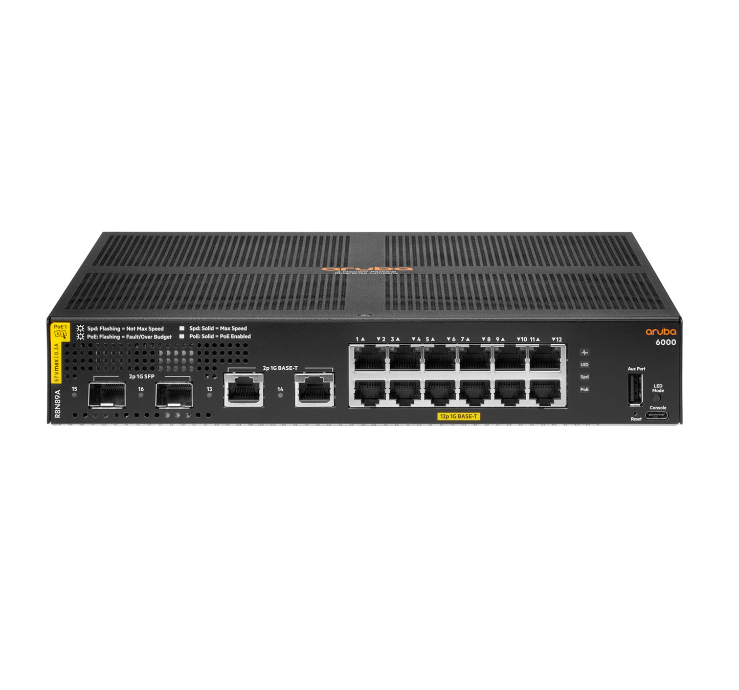 Aruba R8N89A#ABG | Aruba 6000 12G Class4 PoE, 2G/2SFP, 139W, L3 Managed Switch