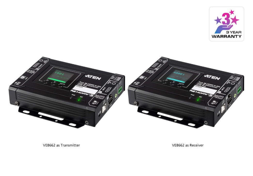 ATEN VE8662-AT-U | VE8662 True 4K HDMI H.265 IP Transceiver PoE USB/RS-232 Video Wall