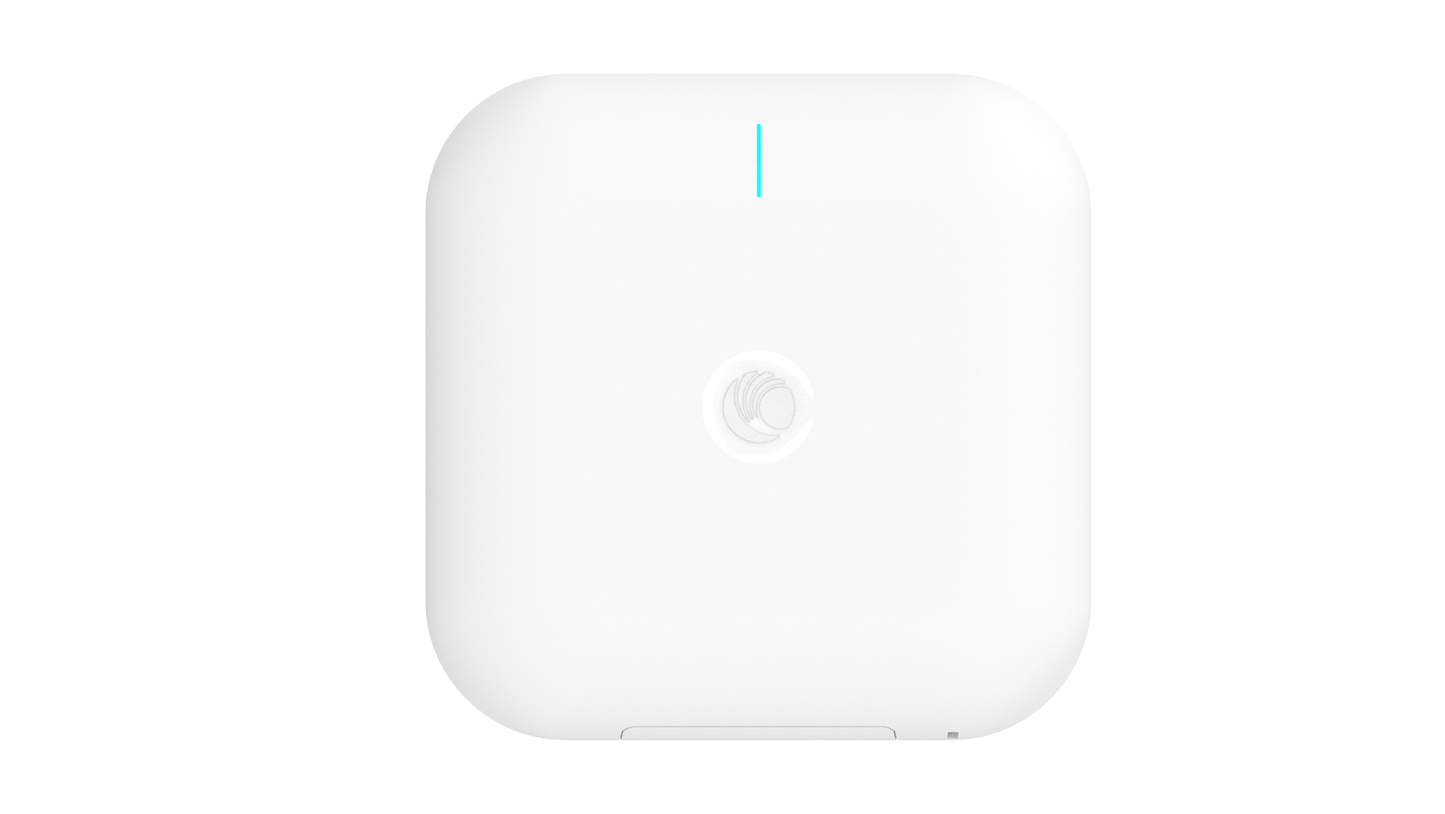 Cambium Networks XV3-8 white square WiFi 6 AP with blue light