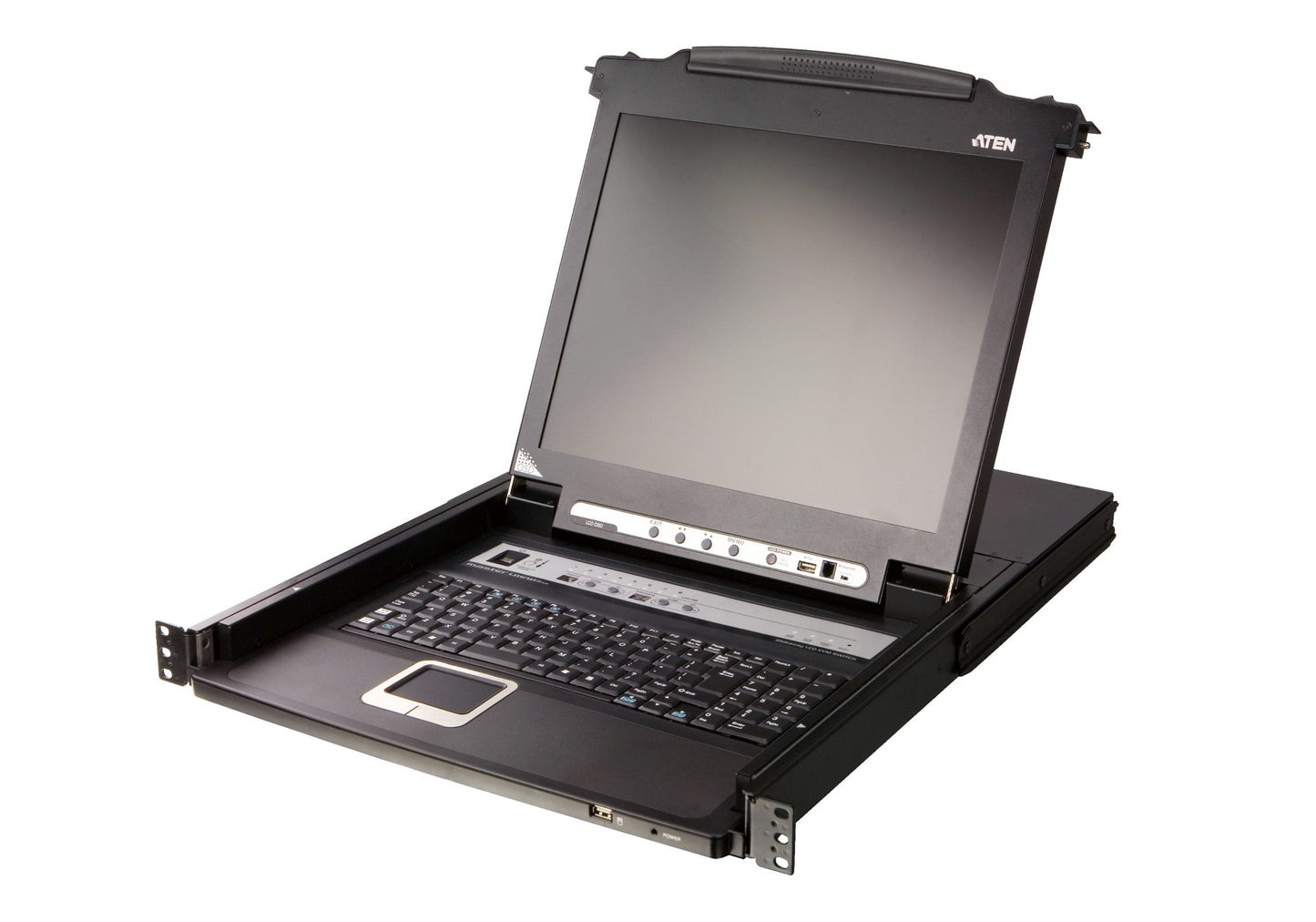 Black aten cl5708mw-ata-au rack-mountable laptop with integrated keyboard touchpad and metallic bezel 17.3 inch fhd display