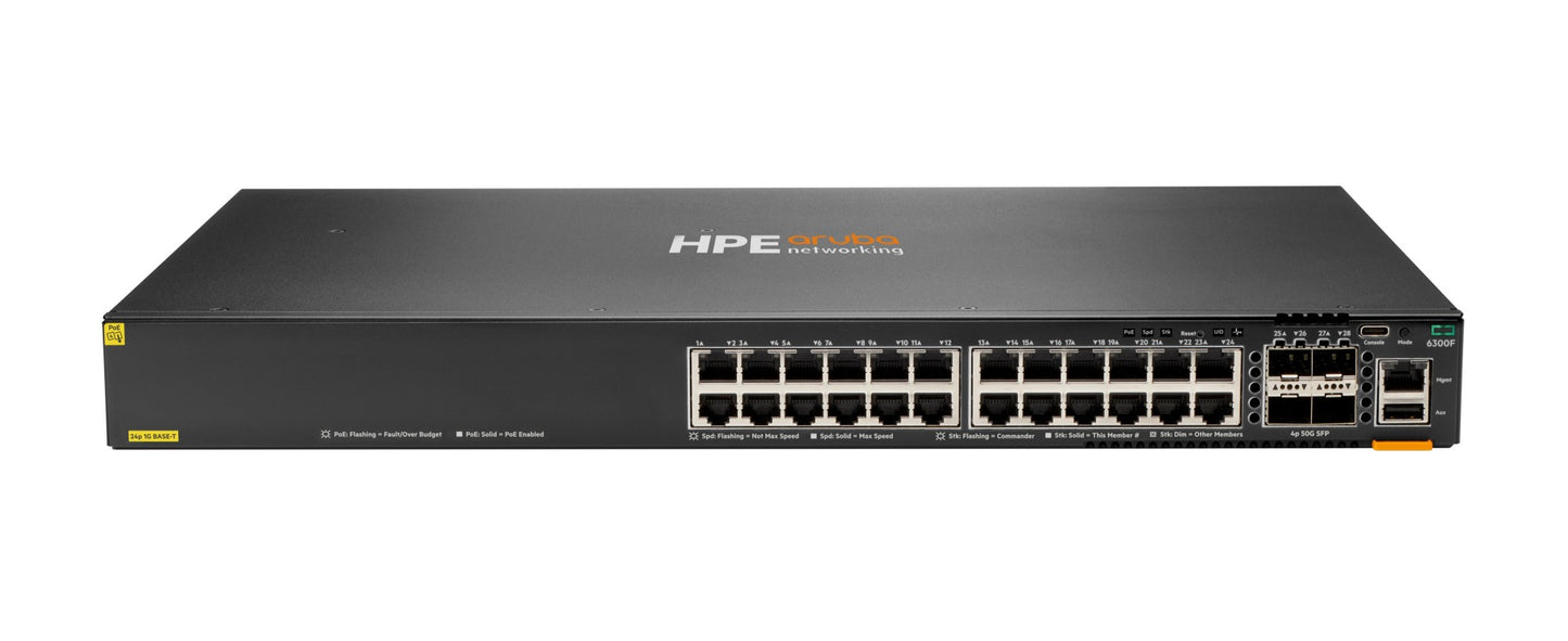 Aruba JL666A 6300F 24-port 1GbE PoE switch with SFP56 uplinks