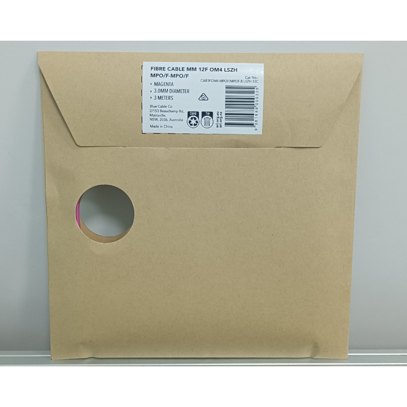 OM4 Multimode Fibre Optic Cable | MPO Female to MPO Female | Polarity B | 12 Core | 0.5 to 10 Meter