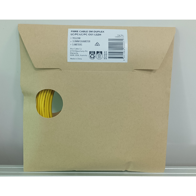 OS1 / OS2 Singlemode Fibre Optic Cable | Duplex LC to LC | LSZH Yellow | 0.5 to 10 Meter