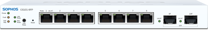 Sophos CS101-8FP switch with 8 PoE ports and 2 SFP slots