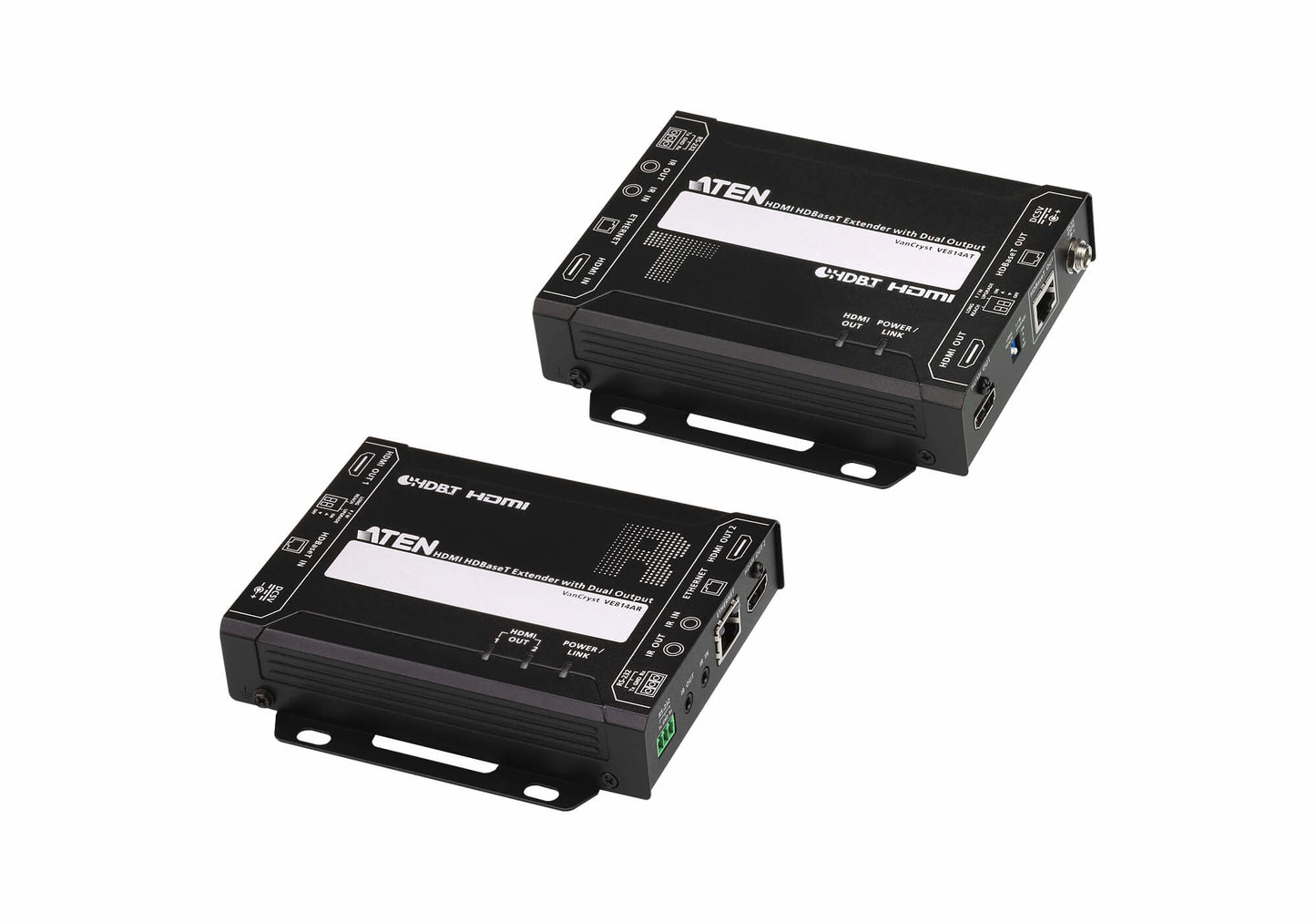 ATEN VE814A-AT-U | VE814A HDMI HDBaseT Extender, 4K, Dual HDMI Out, PoH, IR/RS-232