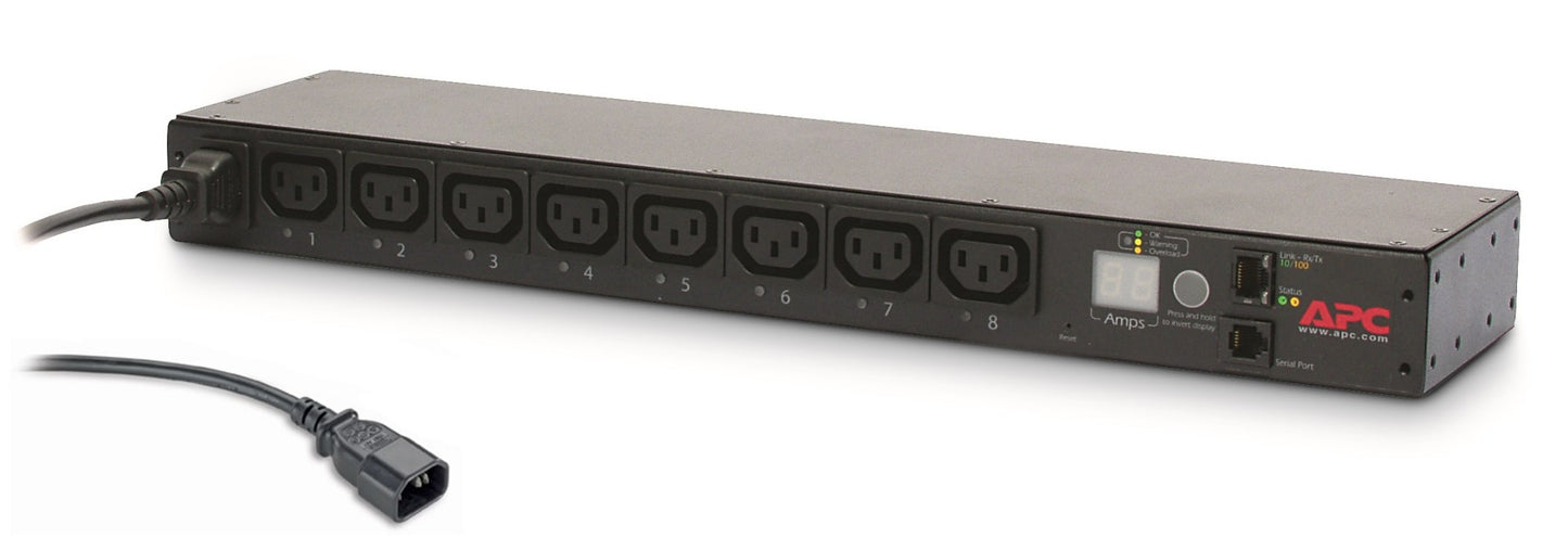 APC AP7920B | NetShelter Switched Rack PDU 1U 1PH 2.3kW 230V 10A or 2.5kW 208V 12A 8 C13 Outlets C14 Cord