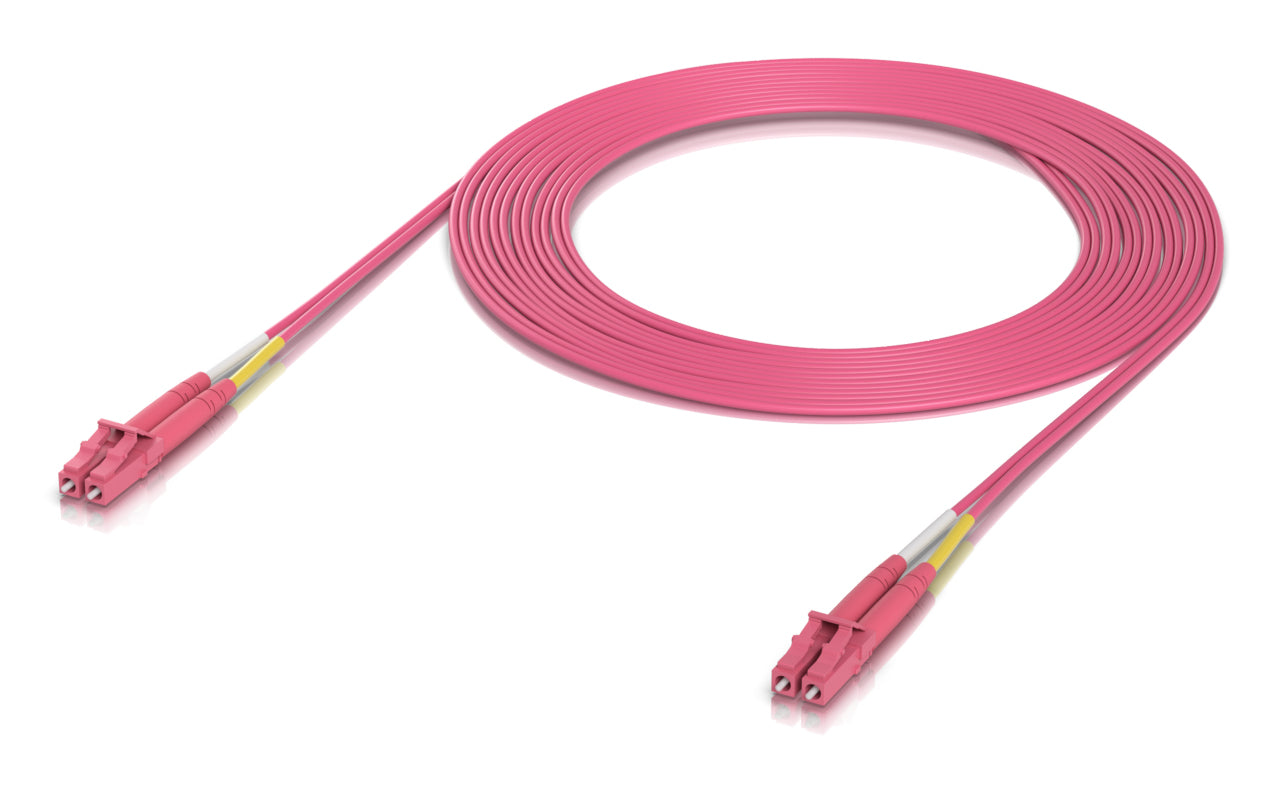 Pink ubiquiti fiber optic cable with duplex lc upc connectors 3m indoor multimode patch cable om4 50-pack