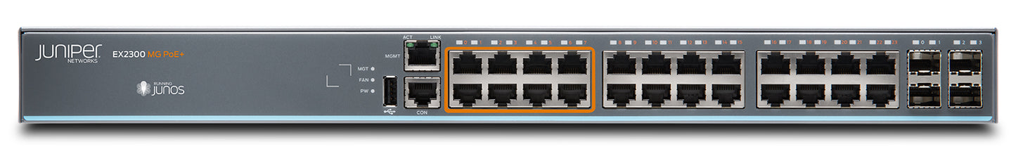 JUNIPER EX2300-24MP-VC | EX2300 24 Port Multi-Gigabit Switch with Virtual Chassis License