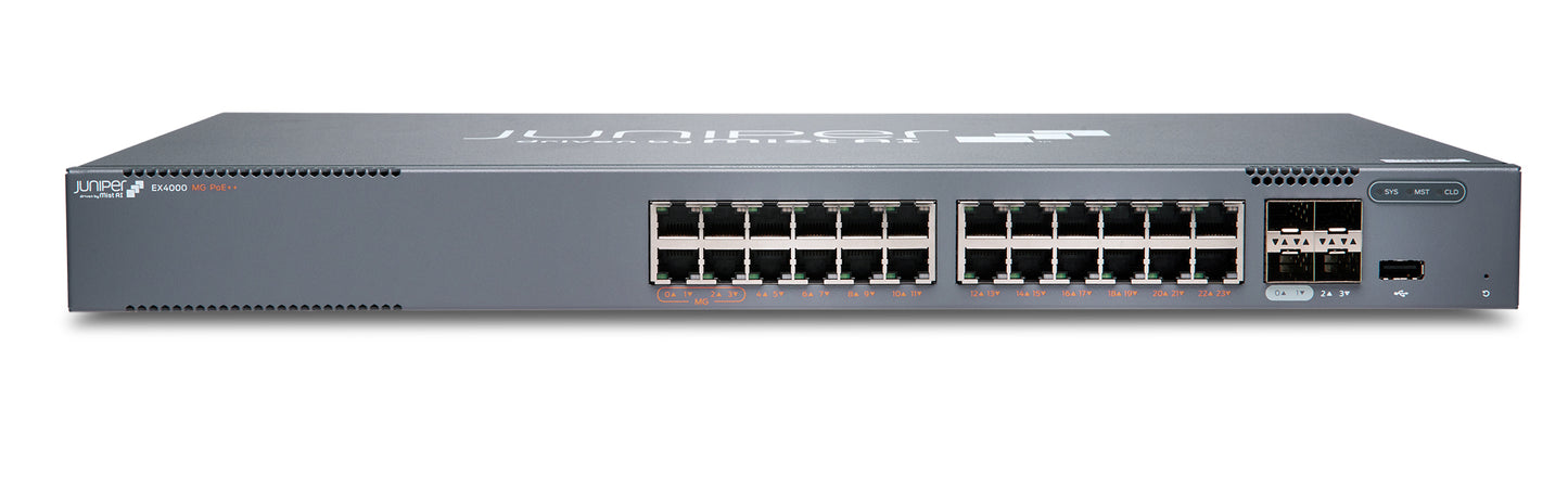 Juniper EX4000-24MP | EX4000 Series 24 x Multi-Gig PoE++ Ports, 4x 10G SFP+ Uplinks, 1U Switch