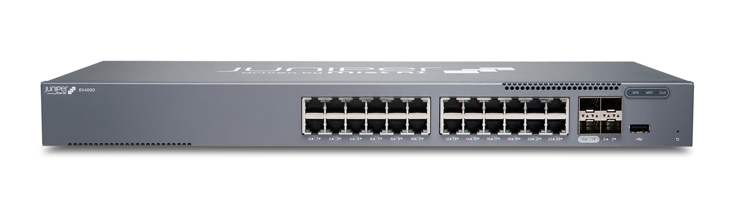 Juniper EX4000-24T | EX4000 Series 24 x 1GbE Ports, 4x10G SFP+ Uplinks, Standard SW
