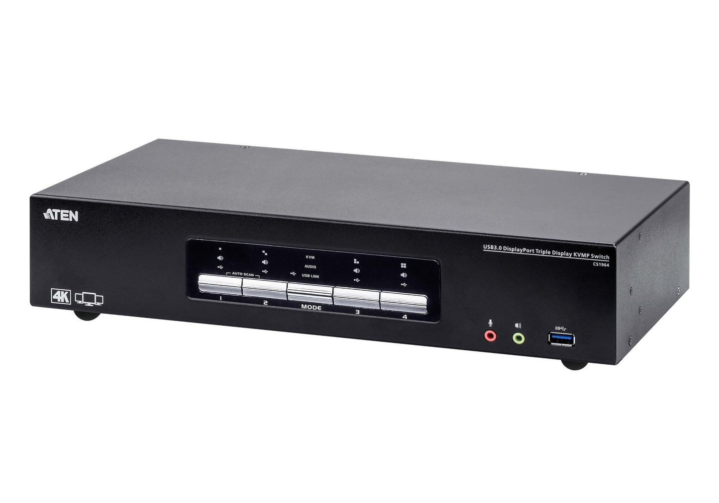 ATEN CS1964-AT-U | CS1964 Triple 4K DisplayPort KVMP Switch, 4 x Computers, USB 3.0