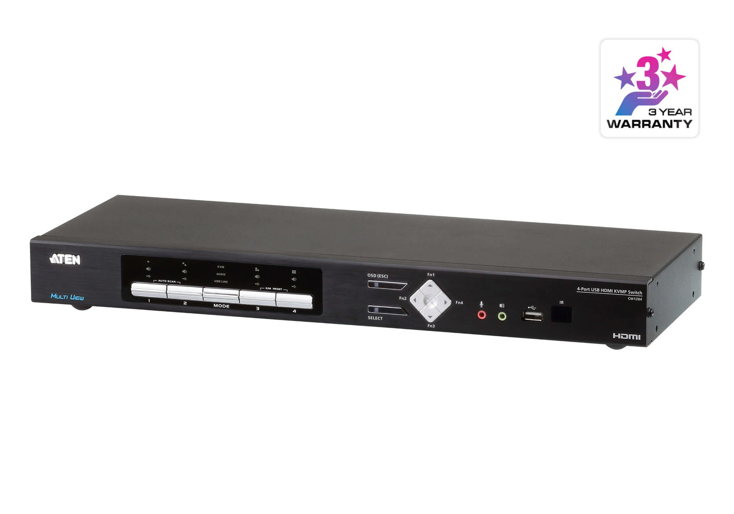 ATEN CM1284-AT-U | CM1284 Switch, CM1284 Multi-View HDMI KVMP Switch - 4 x Ports, 4K, 2 x USB Hub, Audio