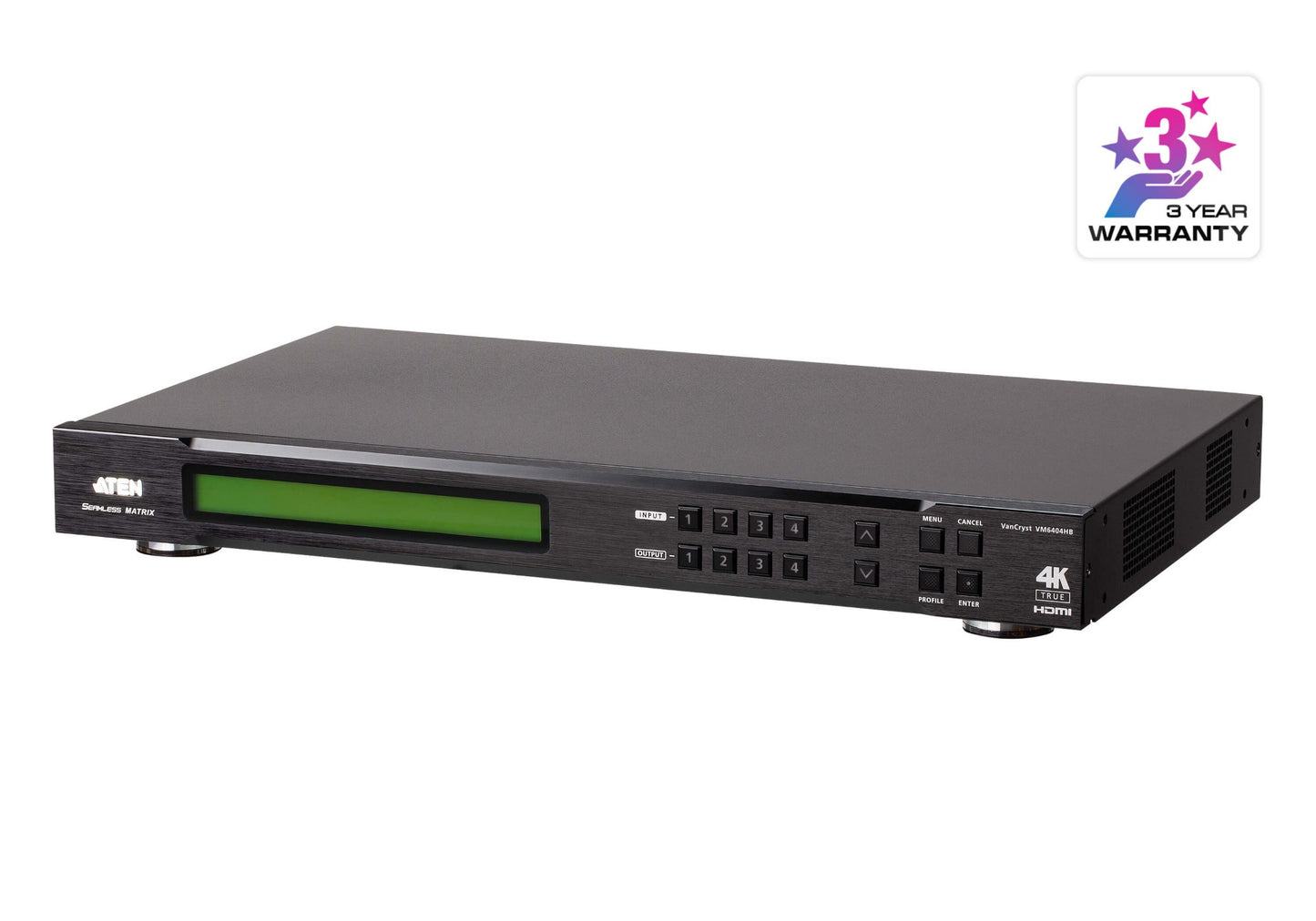 ATEN VM6404HB-AT-U | VM6404HB 4x4 True 4K HDMI Matrix Switch with Scaler, HDR, HDCP 2.2