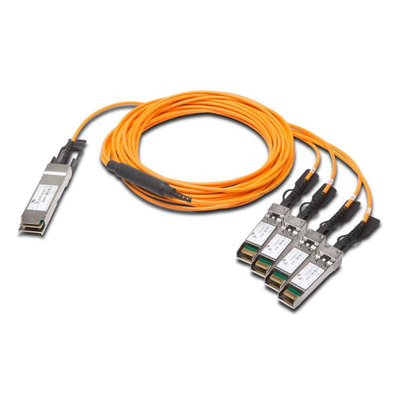 JNP-QSFP-AOCBO-xM-BCC | Juniper Compatible 40GB QSFP to 4 x 10GB SFP+ Active Optical Breakout Cable | 1M to 10M