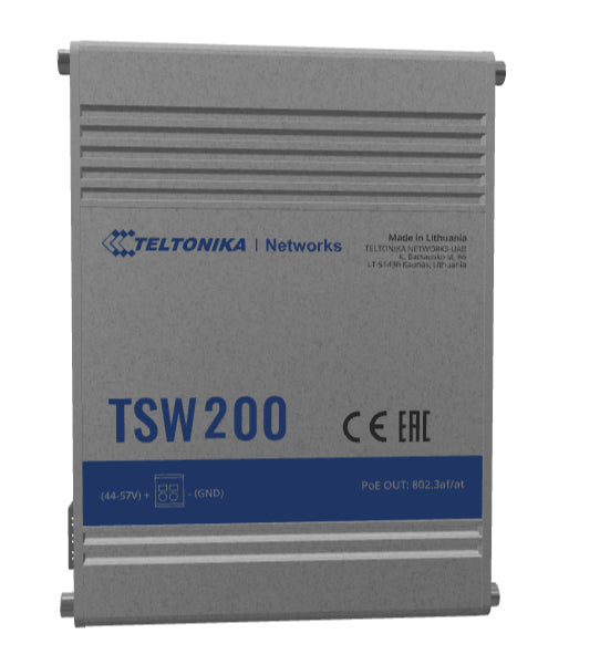 Teltonika TSW200 | Unmanaged Gigabit Ethernet Switch, 4 x 1GbE PoE Ports, 1 x 1GbE Uplink, AU Plug