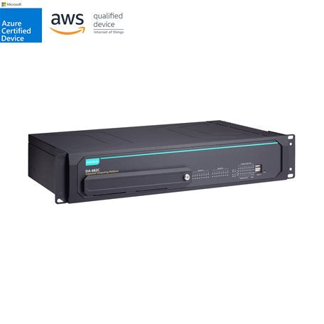Moxa aa-80c black rack-mountable network appliance with teal stripe