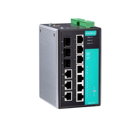 Moxa EDS-P510 Managed Gigabit Ethernet Switch With 3 10/100Baset(X) Ports, 4 Poe 10/100Baset(X) Ports, 3 Combo 10/100/1000Baset(X) Or 100/1000Basesfp Slots For Adding Sfp-1G/1Fe Series Gigabit/Fast Ethernet Modules, 0 To 60 C Operating Temperature