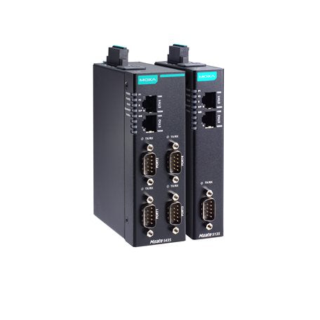 Moxa MGate 5435-T | 4-Port Modbus RTU/ASCII/TCP-to-EtherNet/IP Gateway, -40 to 75°C, Industrial Edge Connectivity