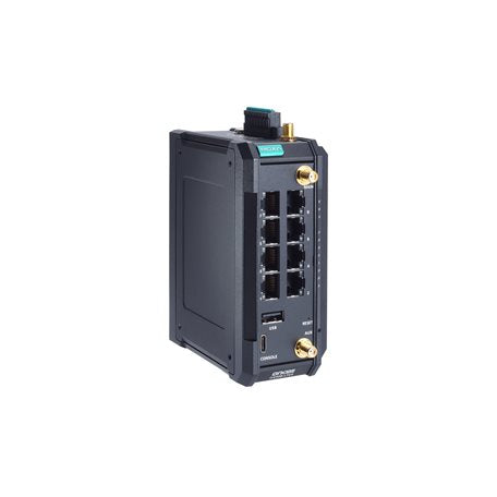 Moxa OnCell G4308-LTE4-GL-T | Industrial LTE Cat 4 Secure Router, Global Bands, 30 to 70°C, 8 x 1GbE