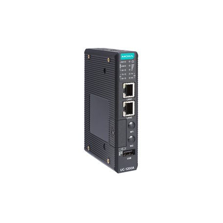 Moxa UC-1222A Arm-Based Din-Rail Industrial Computer, Cortex-A53 Dual-Core 64-Bit 1 Ghz Cpu, 2Gb Ram, 2 Serial Ports, 2 Ethernet Ports, Tpm, And Linux Pre-Installed