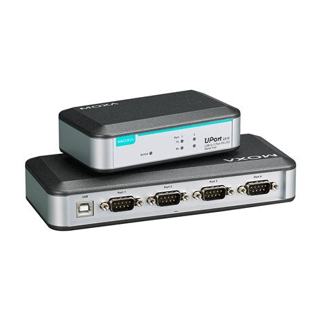 Moxa UPort 2210 | 2-Port RS-232 USB-to-Serial Converter, Industrial Edge Connectivity, USB 2.0, Plug-and-Play, Windows/Linux Support