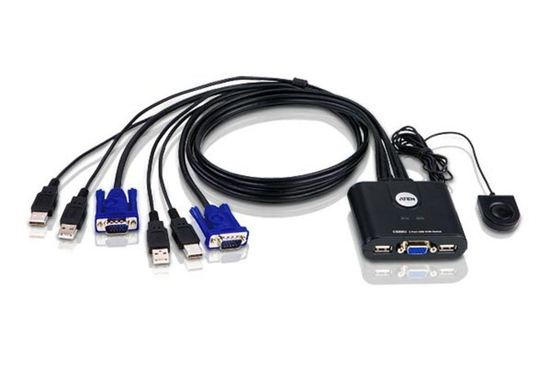 ATEN CS22U-AT | CS22U 2-Port USB VGA KVM Switch, Remote Port Selector, 2048x1536
