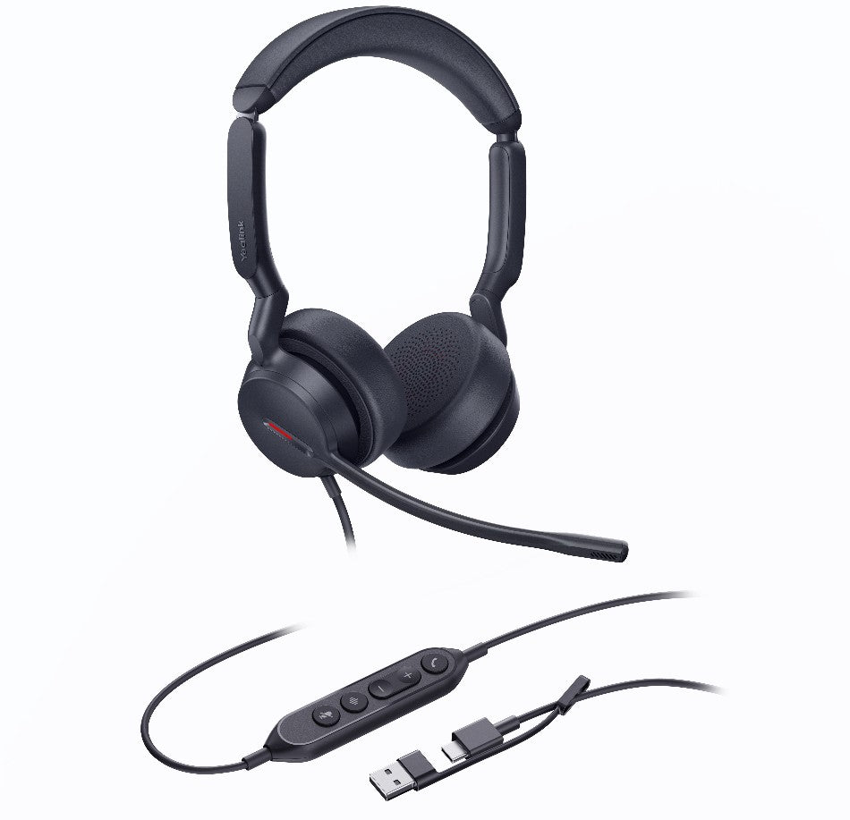 Yealink UH44-D-UC-C/A | Dual UC USB-C/A Wired Headset with Noise-Canceling Mics