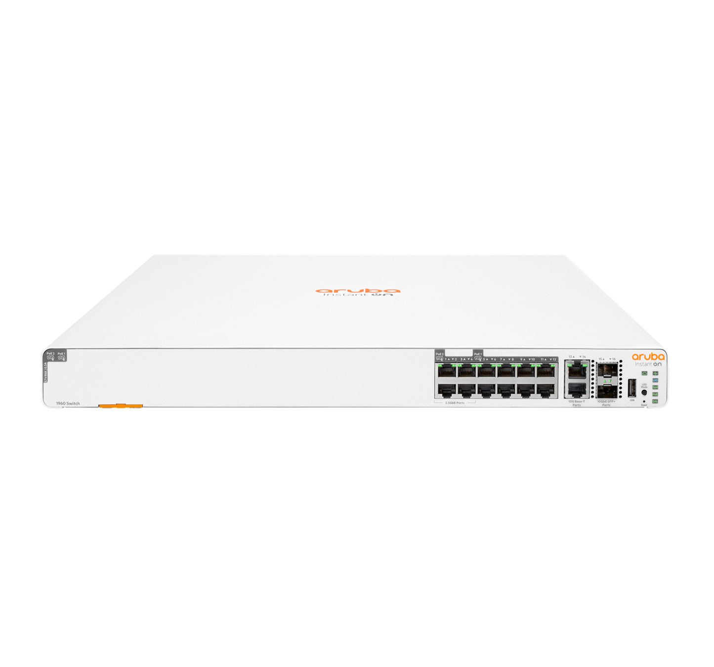 HPE S0F35A#ABG | Aruba Instant On 1960 8p 1G Class 4 PoE, 4p SR1G/2.5G Class 6 PoE, 2p 10GBASE-T, 2p SFP+, 480W, Managed Gigabit Ethernet, 1U