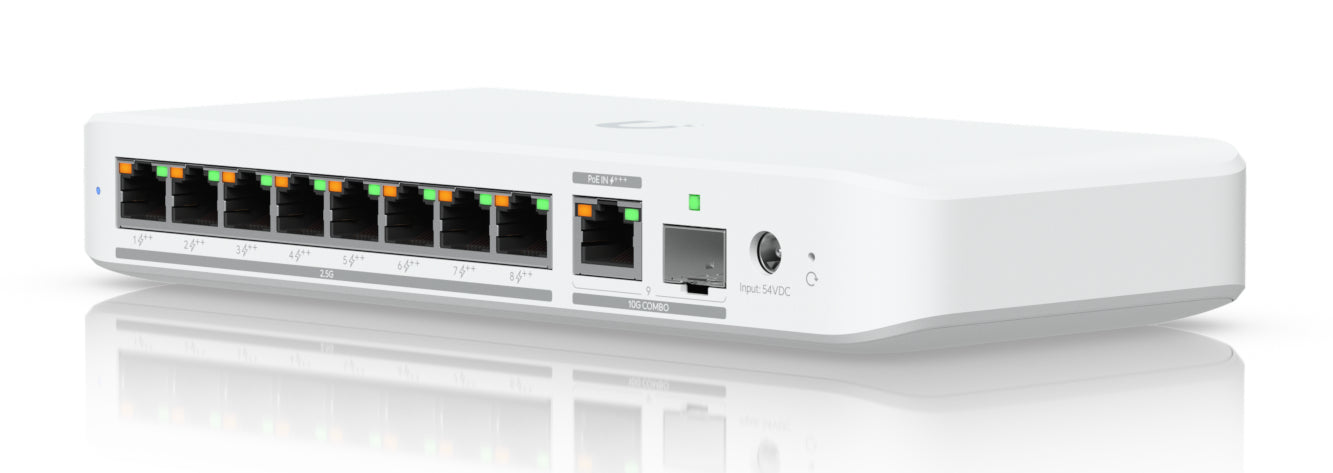 Ubiquiti USW-FLEX-2.5G-8-POE | UniFi Flex 8 x 2.5GbE PoE Ports, Managed L2 Switch, Desktop/Wall-Mount