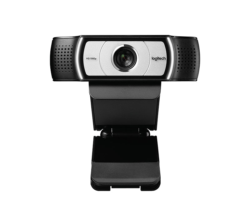 Black and silver logitech 960-001260 c930c hd 1080p business webcam with sleek modern design and dual mic
