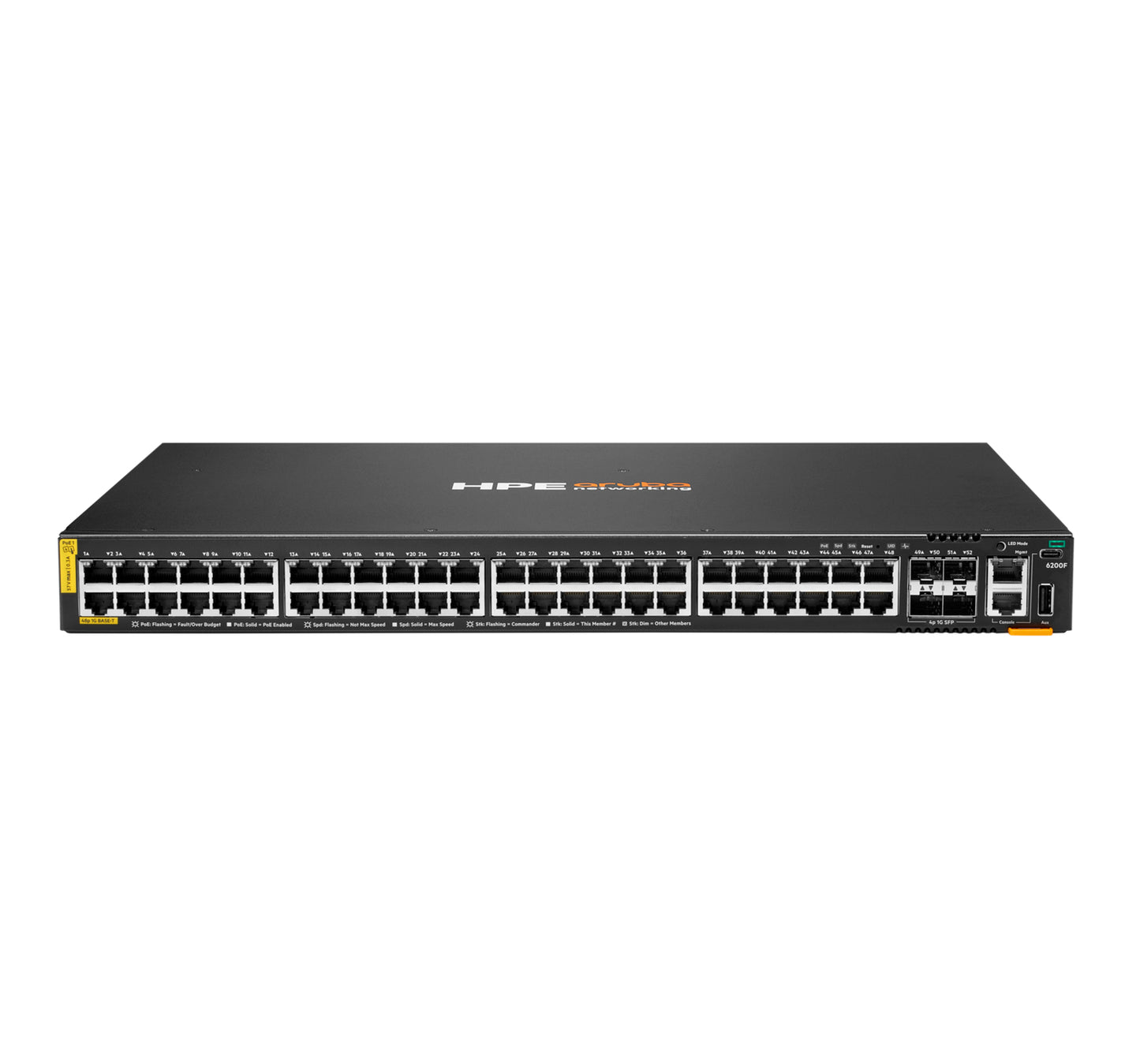 Aruba S0M84A#ABG | CX 6200F 48G Class-4 PoE 4SFP 370W Managed L3 Switch, 48 x 1GbE PoE+ Ports, 4xSFP Uplinks, 1U