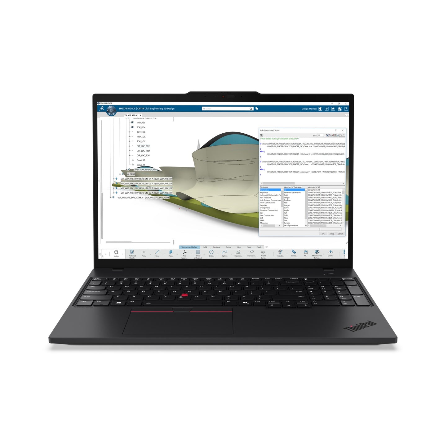 Black Lenovo ThinkPad P16s Gen 4 workstation with red TrackPoint
