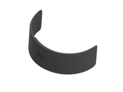 Dark gray curved metal wristband with legi engraving for Logitech Sight privacy shade