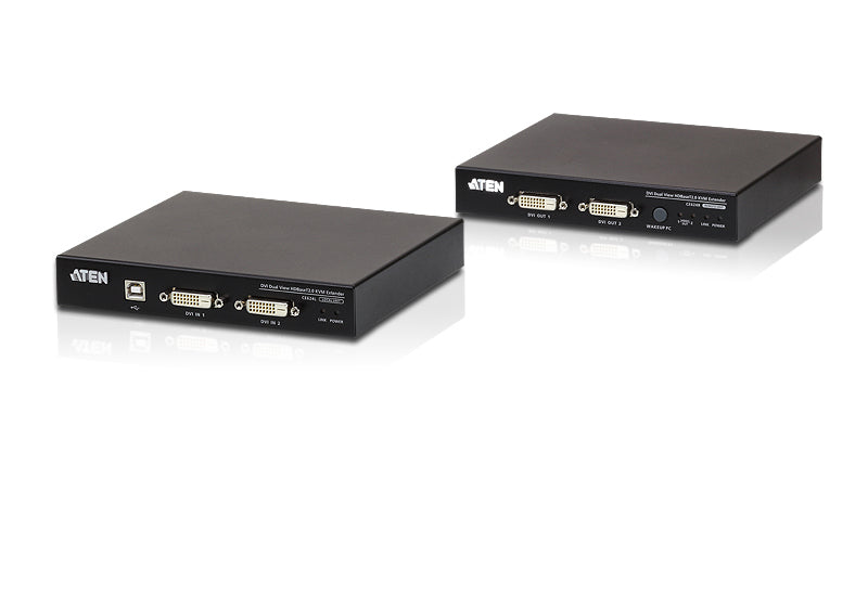 ATEN CE624-AT-U | ATEN CE Series, CE624 Dual-View DVI HDBaseT 2.0 KVM Extender, USB 2.0, 100 m, PoC