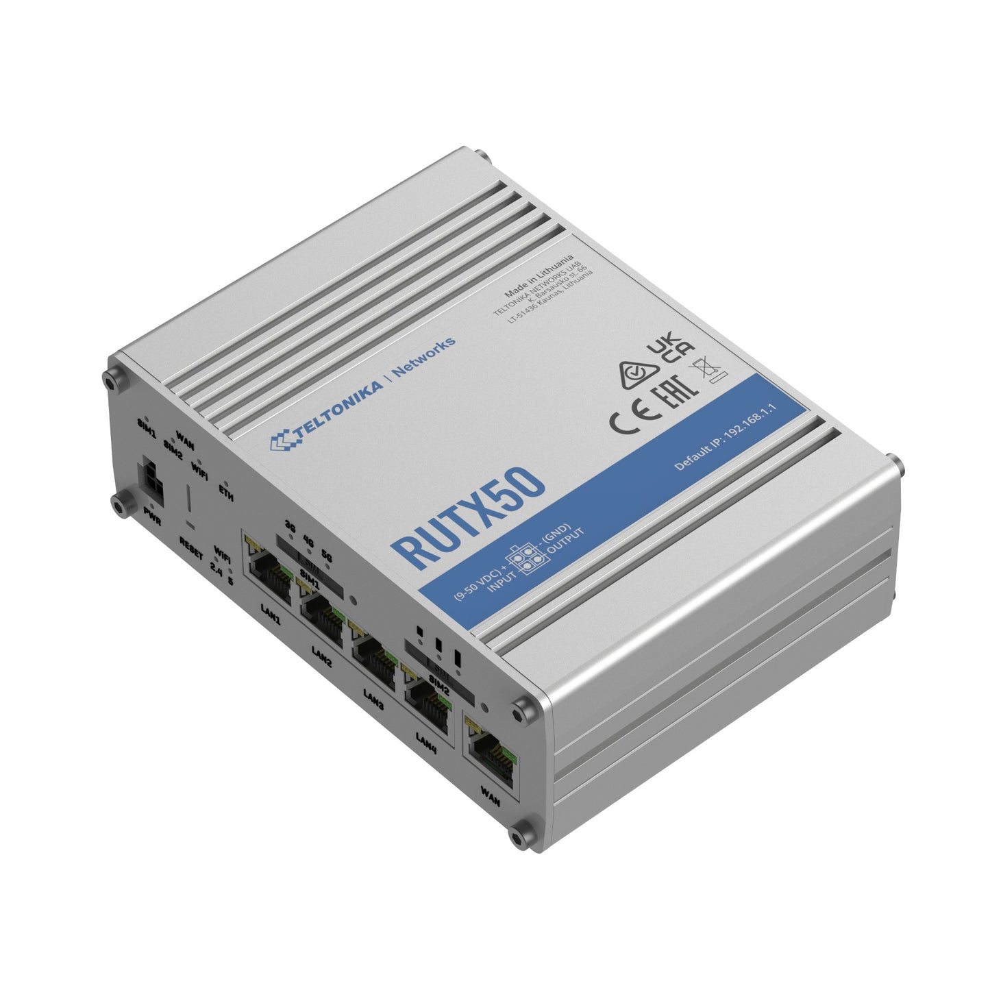 Teltonika RUTX50 | RUTX50 Series 5G Wireless Router, Gigabit Ethernet, Stainless Steel
