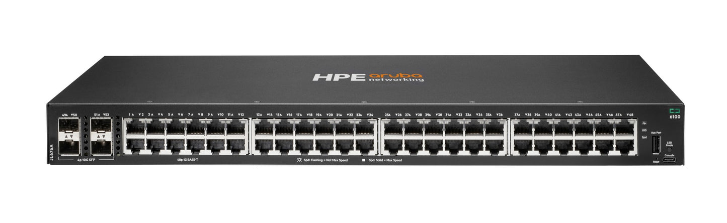 Aruba JL676A | 6100 48G 4SFP+ L3 Managed Switch, 1U Rack-Mountable