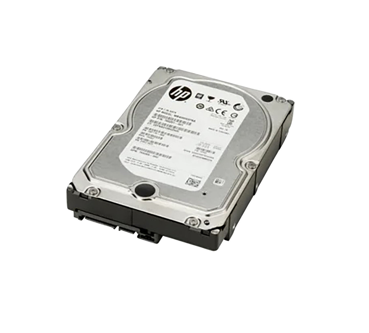 Hp 5S461AA 12TB 3.5 inch enterprise SATA HDD with metallic silver casing and black plastic edges for high performance storage