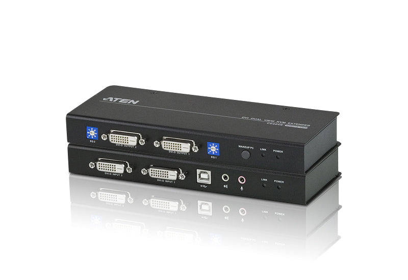 ATEN CE604-AT-U | CE600 Series Switch, CE604 Dual-View DVI KVM Extender, Audio/RS-232, EDID, 60 m Cat5e
