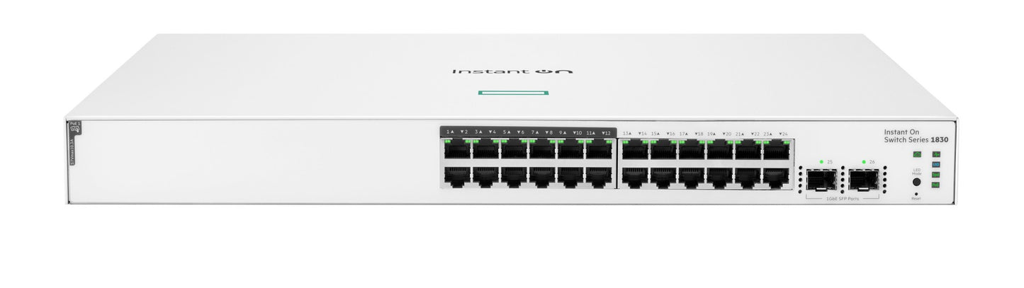 Aruba Instant On JL813A | 1830 24G 12p Class4 PoE 2SFP 195W Managed Switch