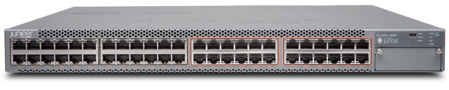 Juniper EX4300-48MP | EX4300 Series 48 x 1GbE PoE+ Ports, 4x10G SFP+ Uplinks, 1U Switch