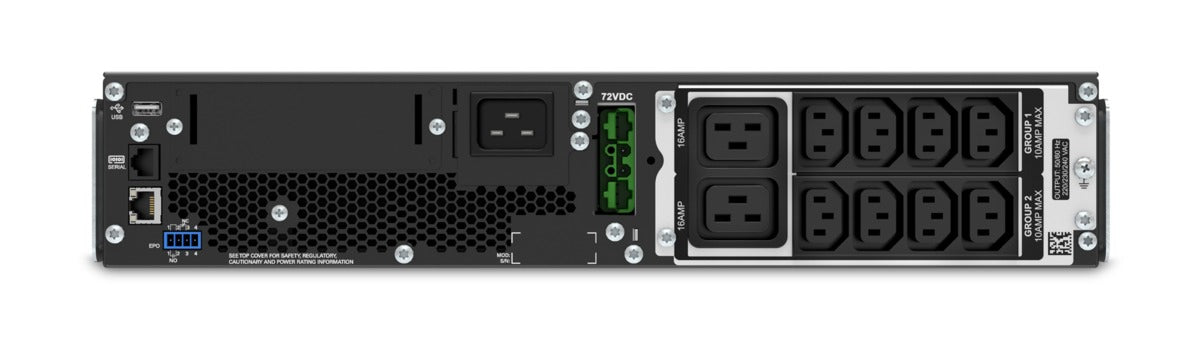 APC SRT3000RMXLI | 3kVA Rackmount 2U UPS, 230V, 8x C13 & 2x C19 IEC Outlets, SmartSlot, Extended Runtime, Rail Kit Included