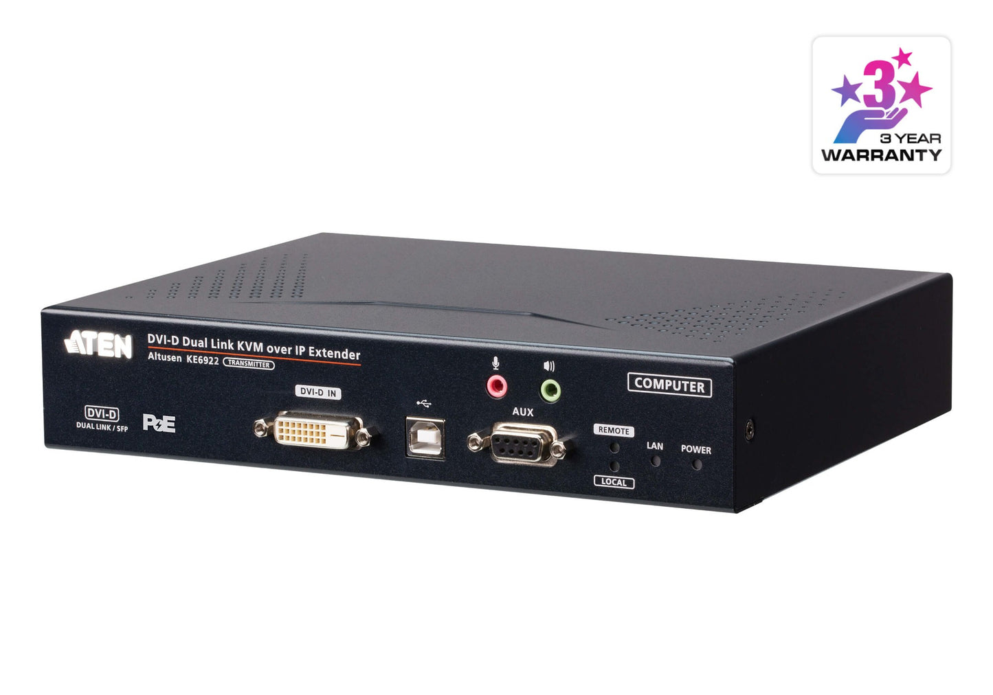 ATEN KE6922T-AX | KE6922T DVI Dual Link KVM over IP Tx, 2560 x 1600@60, PoE, USB