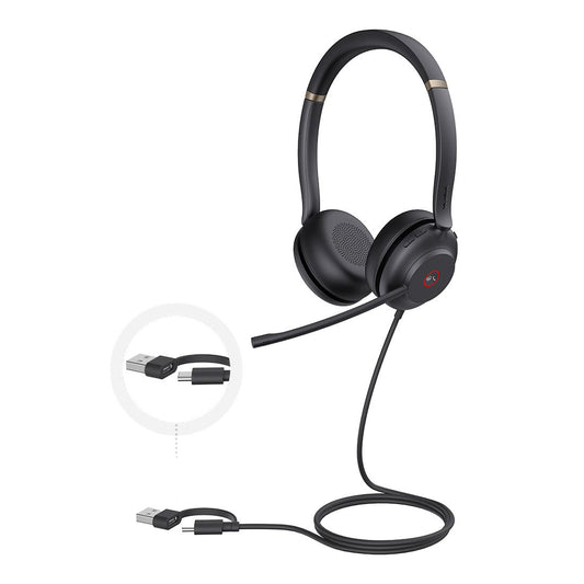 Yealink TEAMS-UH37-D-CA | UH37 Dual Microsoft Teams Certified USB Headset, USB-C/A