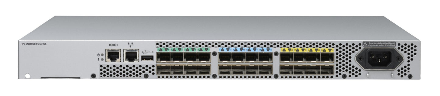 HPE R8P29A | SN3600B 32Gb Fibre Channel Switch, 24 x 16Gb SFP+ Ports, Power Pack+