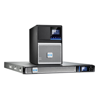 Eaton 5P650AUG2 black silver tower UPS with perforated panels display